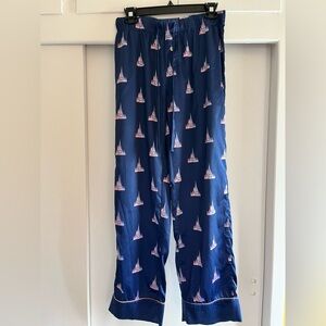 Disney Womens Pajama Pants Small Blue Satin 50th Anniversary Cinderella Castle